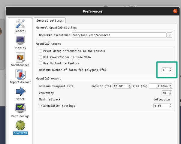 FreeCAD OpenSCAD import settings