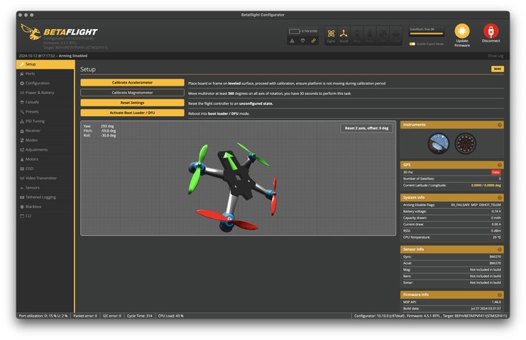 Betaflight Setup page