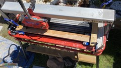 Watercooled diamond sliding tile cutter