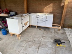 Kitchen cabinets before striping/painting