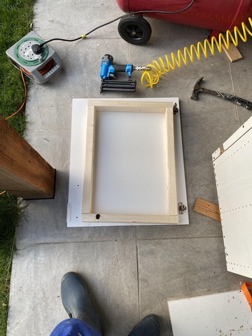 Frame tacked together before screws