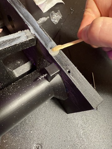 Applying epoxy with lolly stick