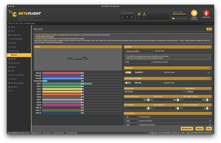 Betaflight Receiver page