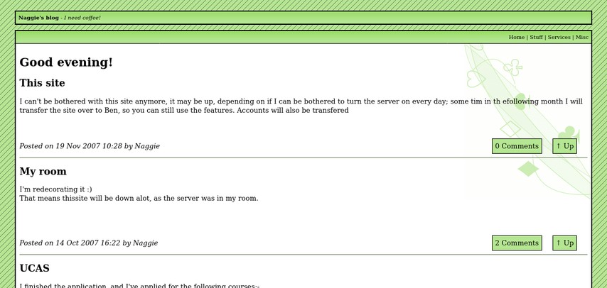 My blog, circa late 2007. My articles have improved since then!